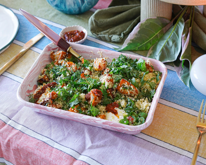 Katrina Meynink's Harissa Maple-Roasted Pumpkin With Halloumi and Burghul Salad