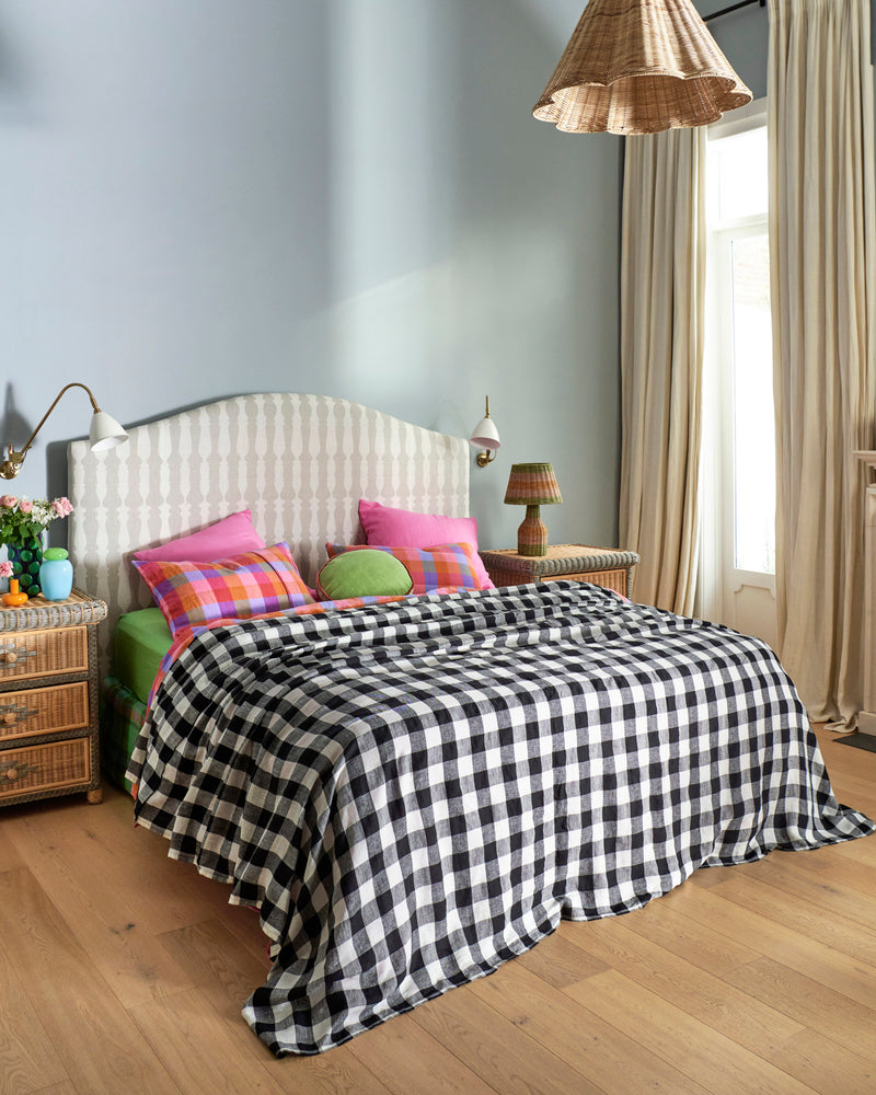 Black & White Gingham Linen Quilt Cover