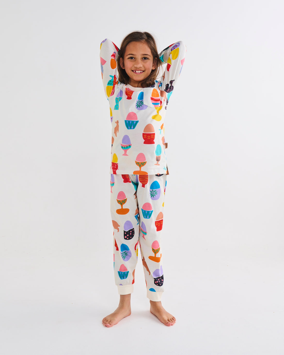 Hippity Hop White Teen Organic Cotton Long Sleeve Pyjama Top & Slouch Pant Set