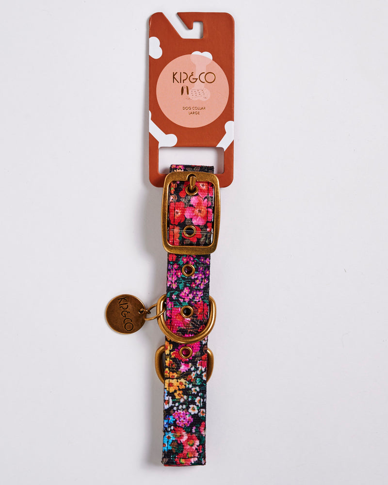 Forever Floral Black Dog Collar