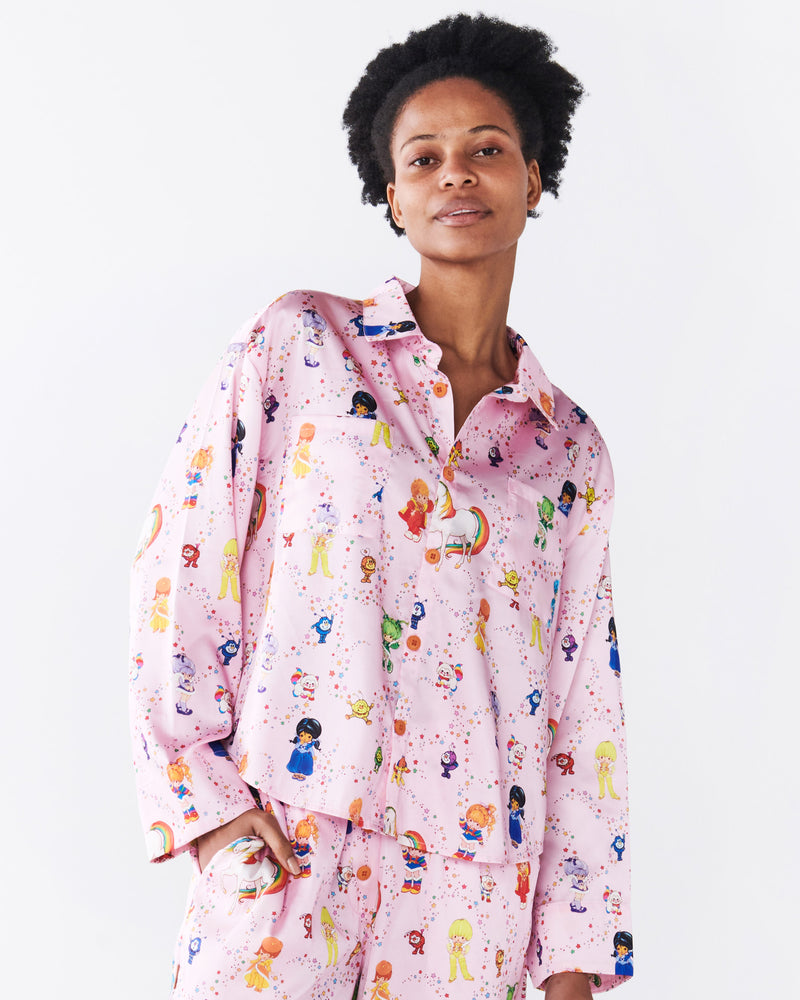 Kip&Co x Rainbow Brite Star Shower Eco Satin Adult Long Sleeve Shirt & Pant Pyjama Set