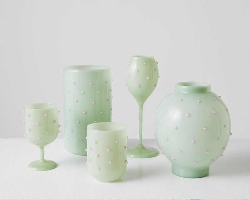 Pistachio Polkadot Wine Glass 2P Set