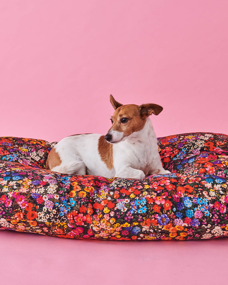 Forever Floral Black Dog Bed