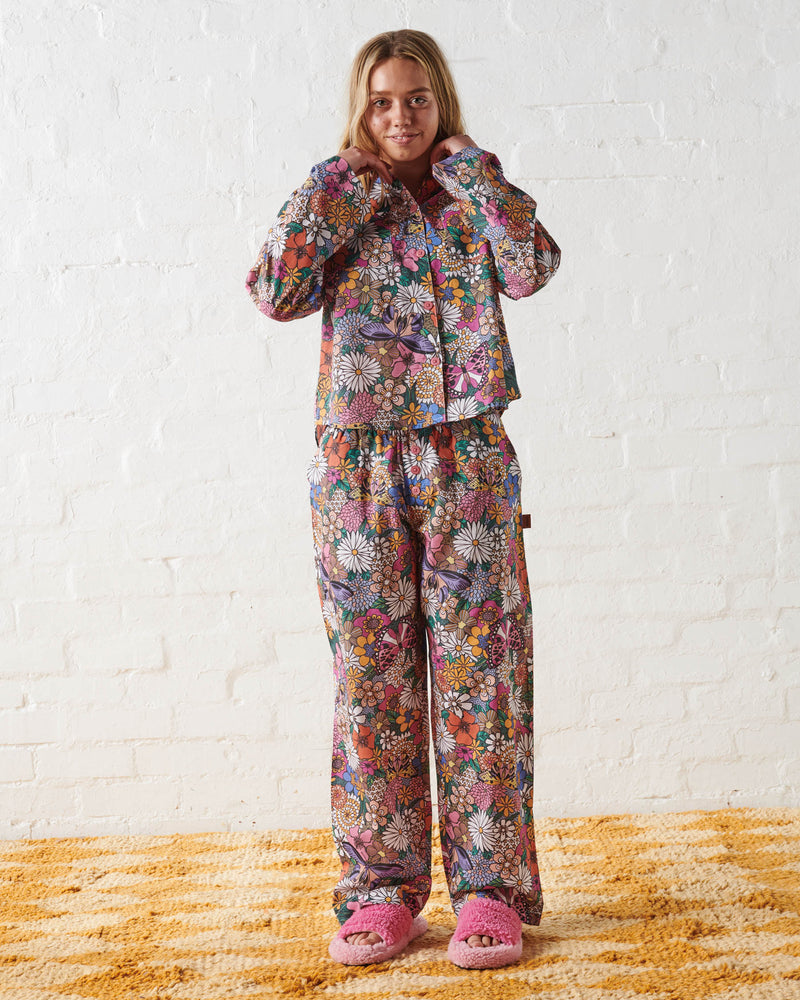 Bliss Floral Teen Organic Cotton Long Sleeve Shirt & Pant Pyjama Set