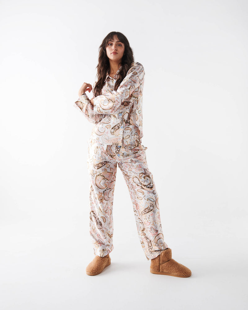 Paisley Paradise Eco Satin Long Sleeve Shirt & Pant Pyjama Set