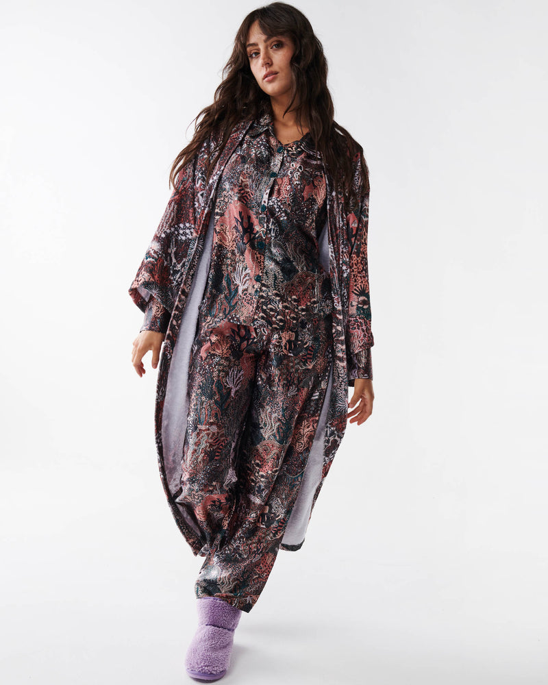 Deep Sea Eco Satin Long Sleeve Shirt & Pant Pyjama Set