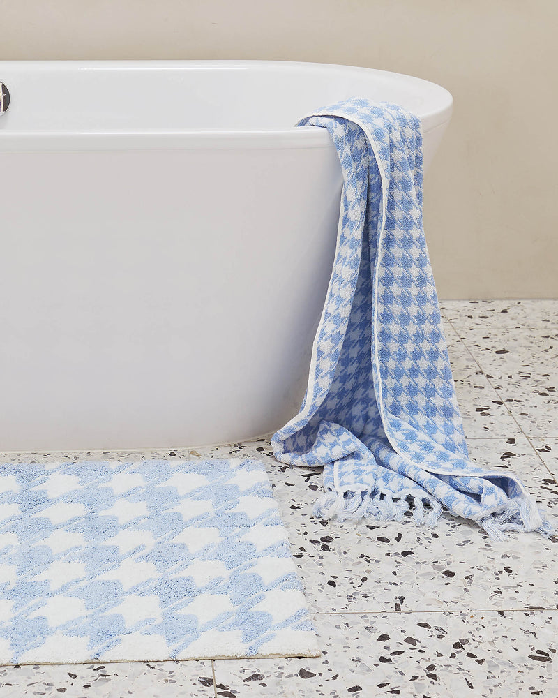 Houndstooth Blue Bath Mat