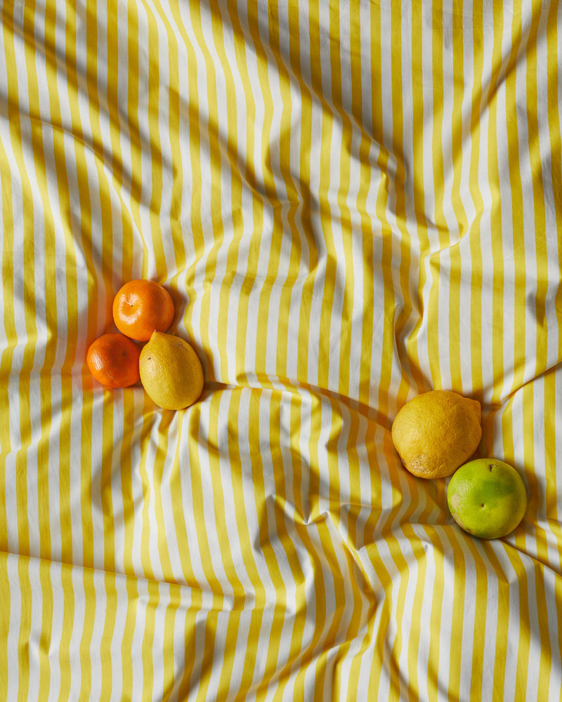 Limoncello Stripe Organic Cotton Flat Sheet