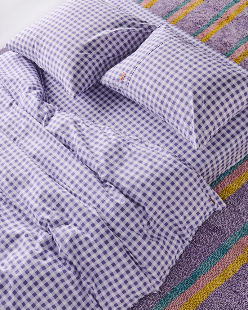 Lilac Gingham Organic Cotton Fitted Sheet