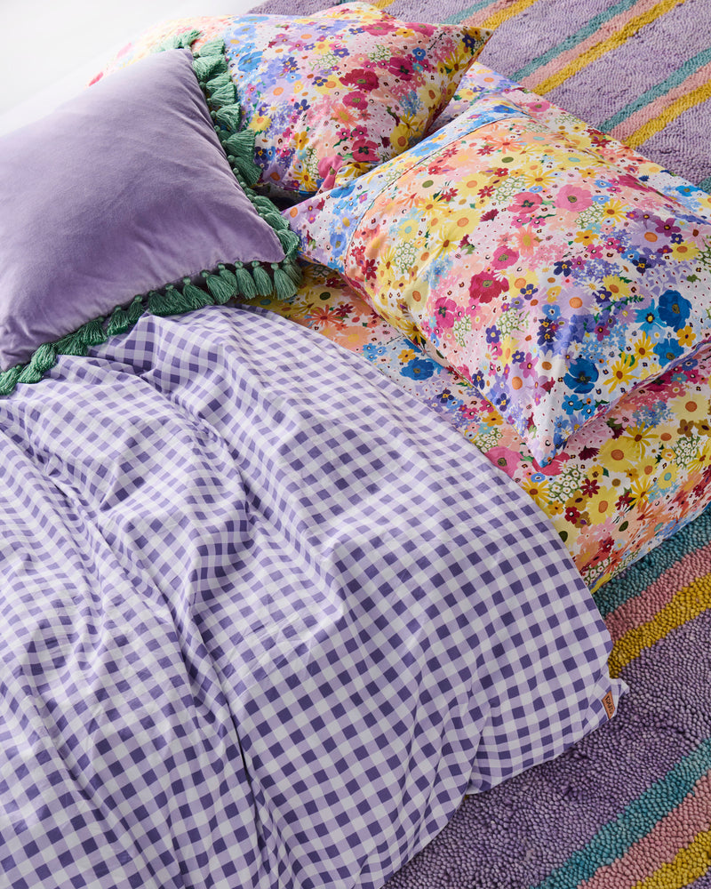 Lilac Gingham Organic Cotton Quilt Cover