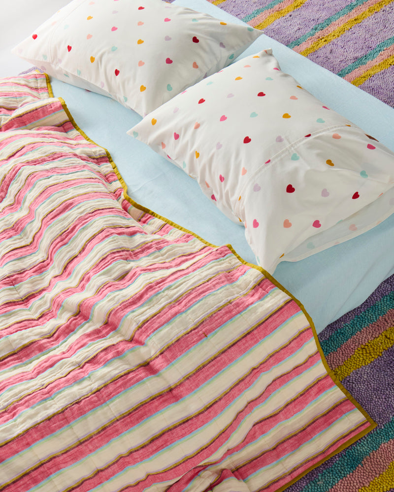 Rise And Shine Reversible Linen Quilted Bedspread