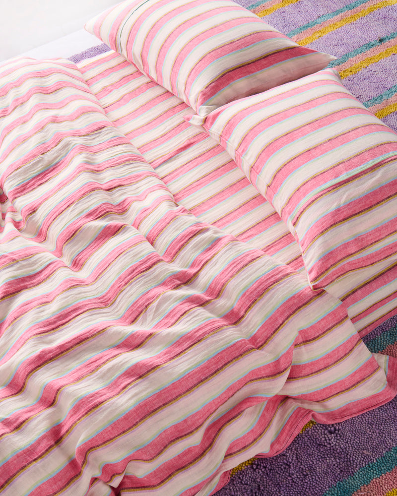 Rose Water Stripe Linen Pillowcases