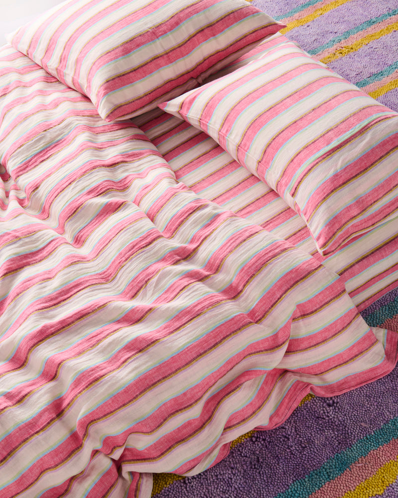 Rose Water Stripe Linen Quilt Cover