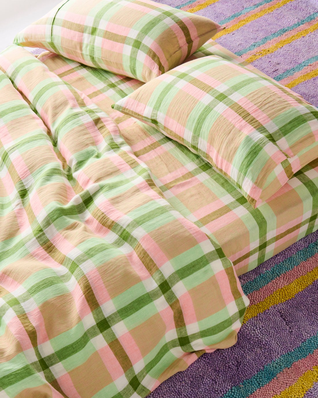 Pistachio Tartan Linen Fitted Sheet