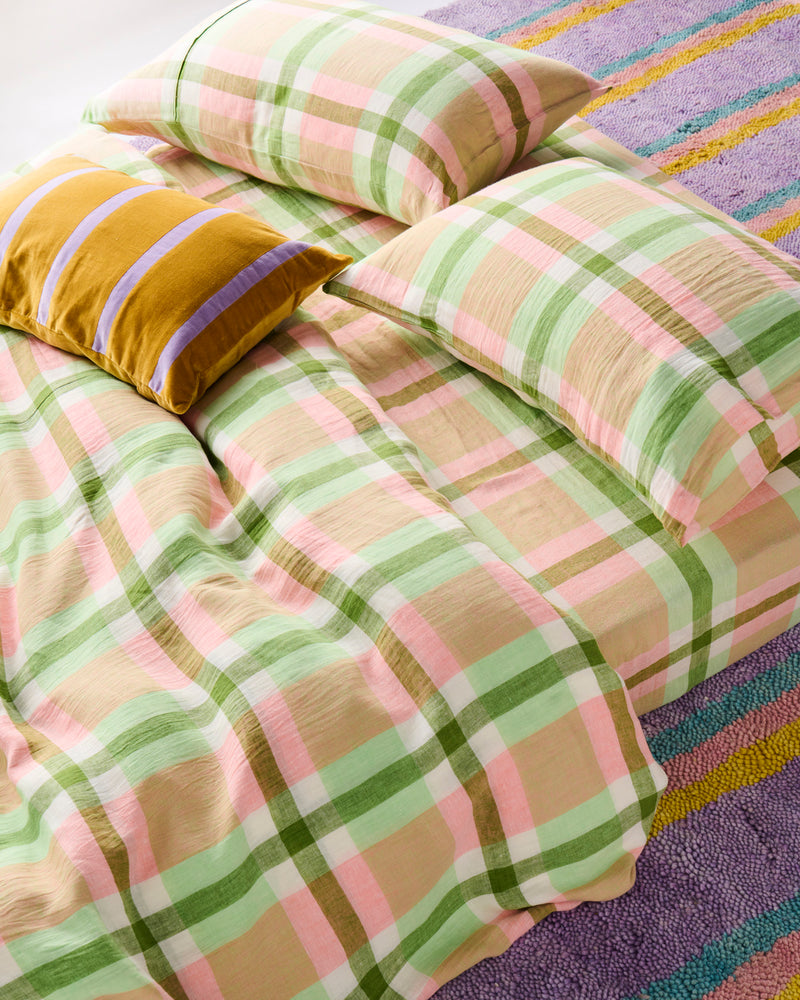 Pistachio Tartan Linen Pillowcases