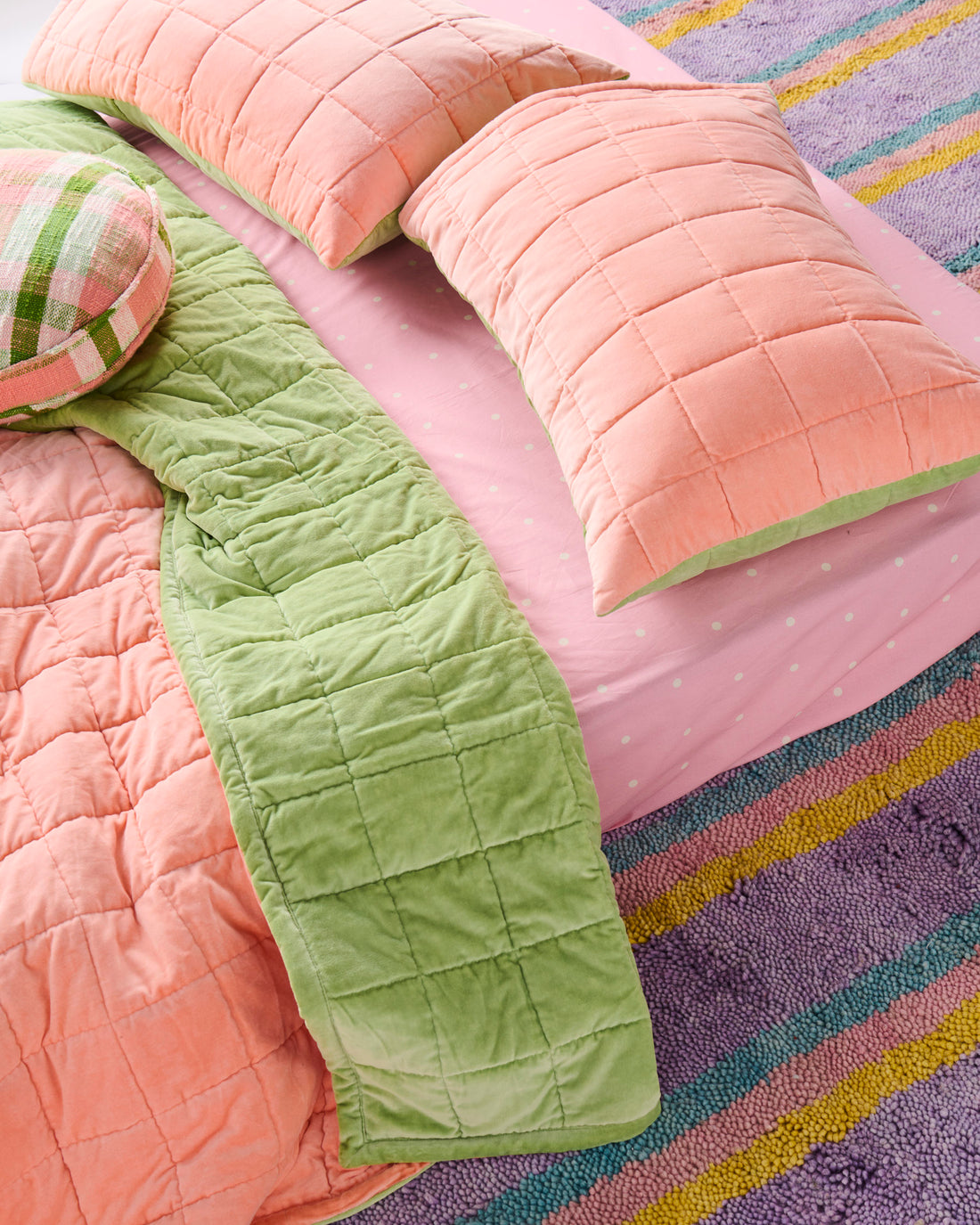 Peach Nile Velvet Quilted Pillowcases