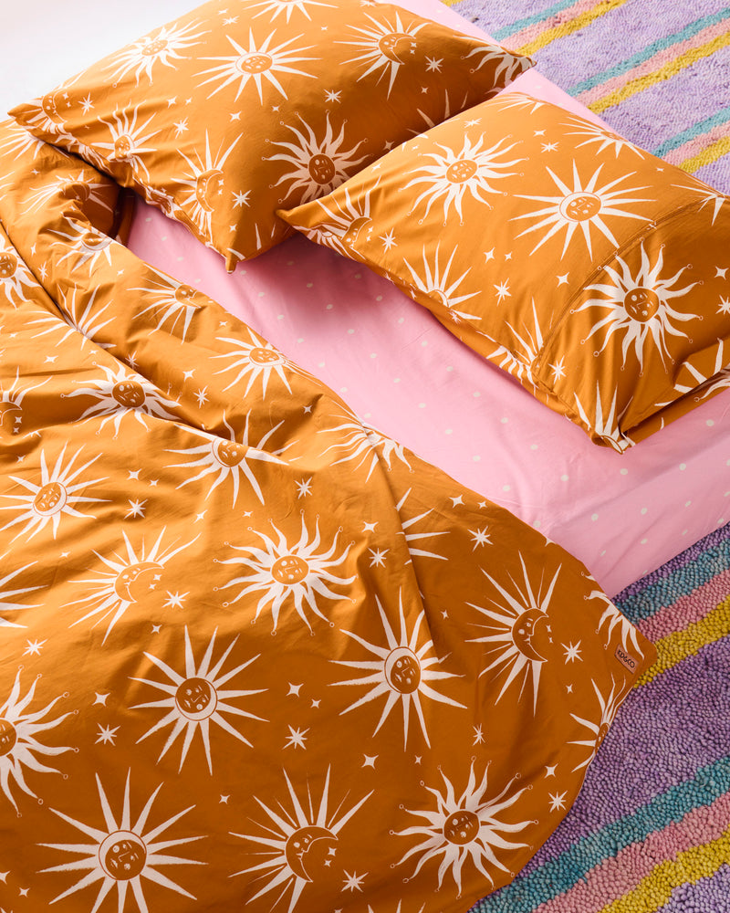 Ray Of Light Ochre Organic Cotton Quilt Cover