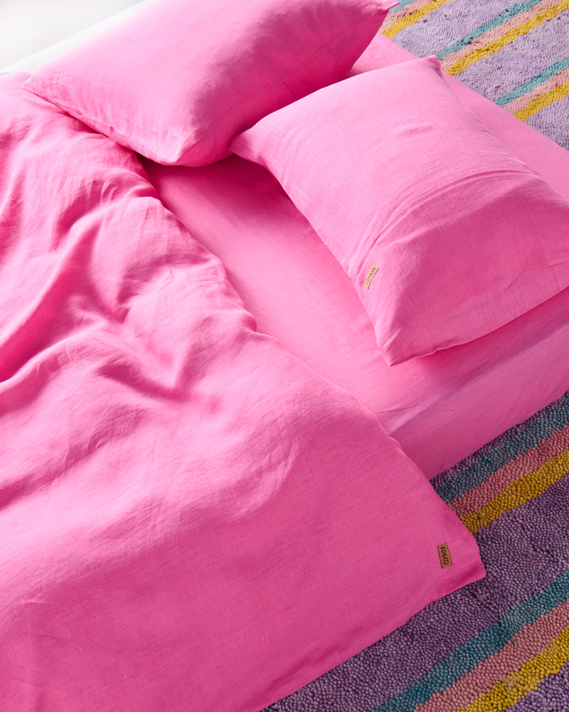 Aurora Pink Linen European Pillowcases