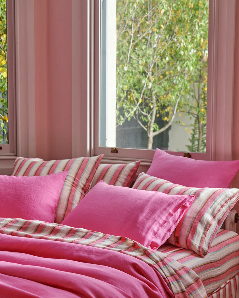 Rose Water Stripe Linen Pillowcases