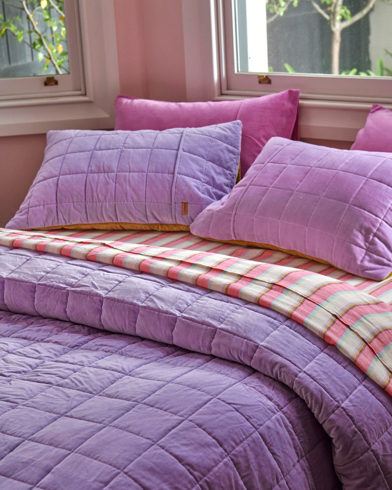 Lilac Palm Velvet Quilted Pillowcases