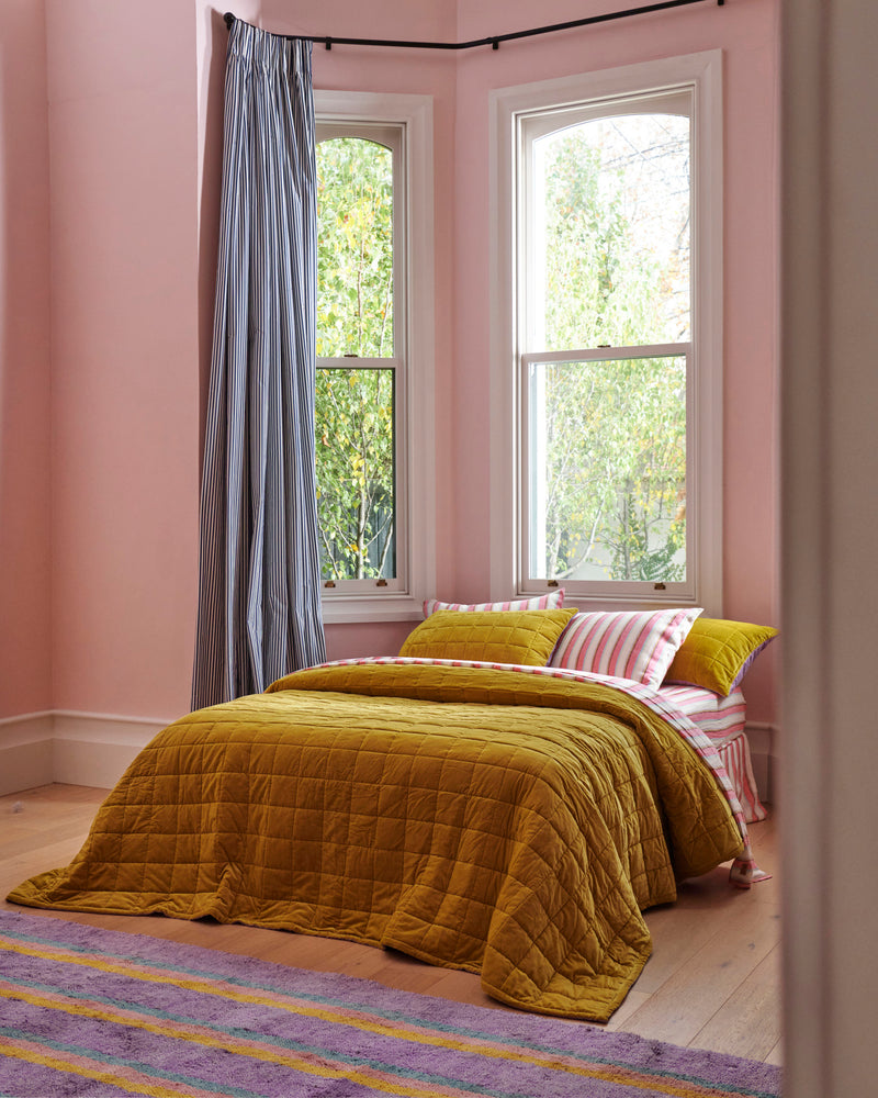 Lilac Palm Velvet Quilted Bedspread