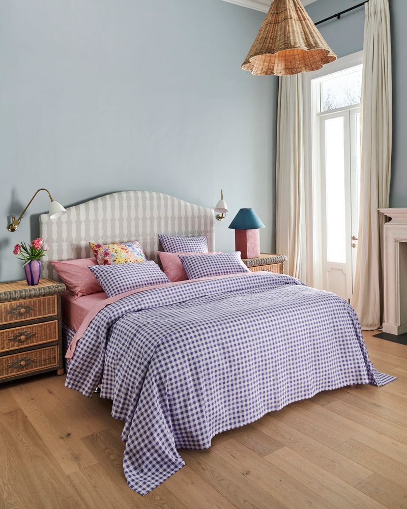 Lilac Gingham Organic Cotton European Pillowcases