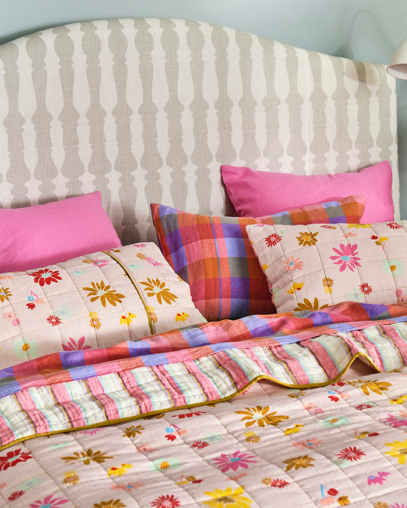 Rise And Shine Reversible Linen Quilted Pillowcases