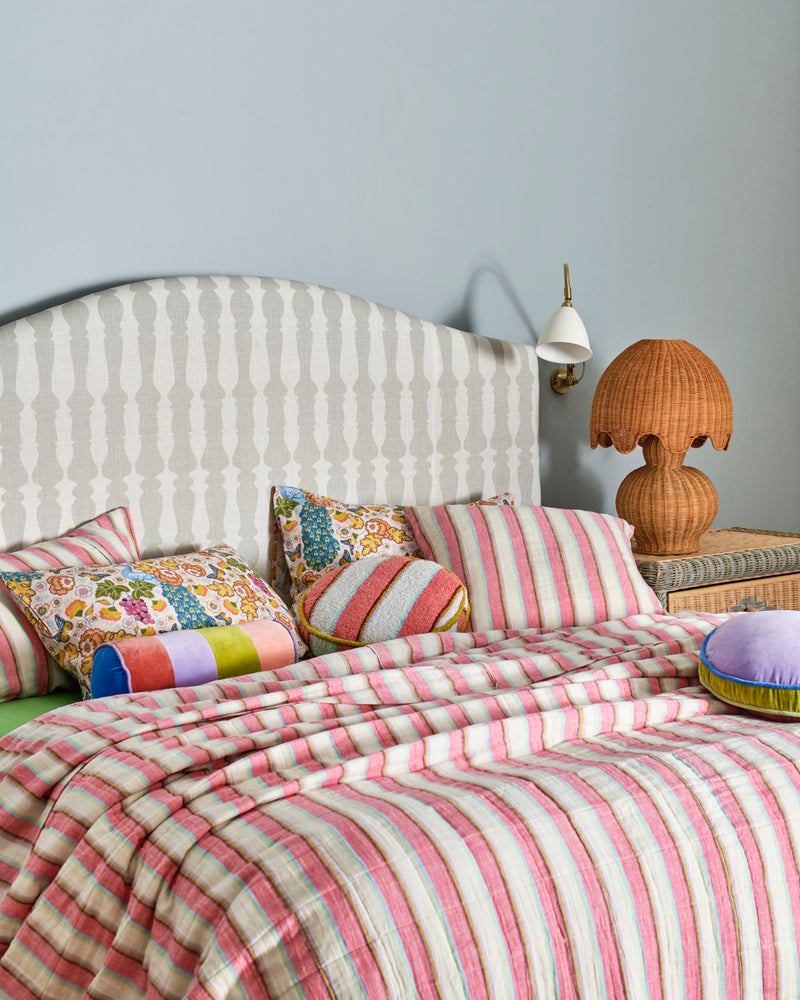 Rose Water Stripe Boucle Pea Cushion