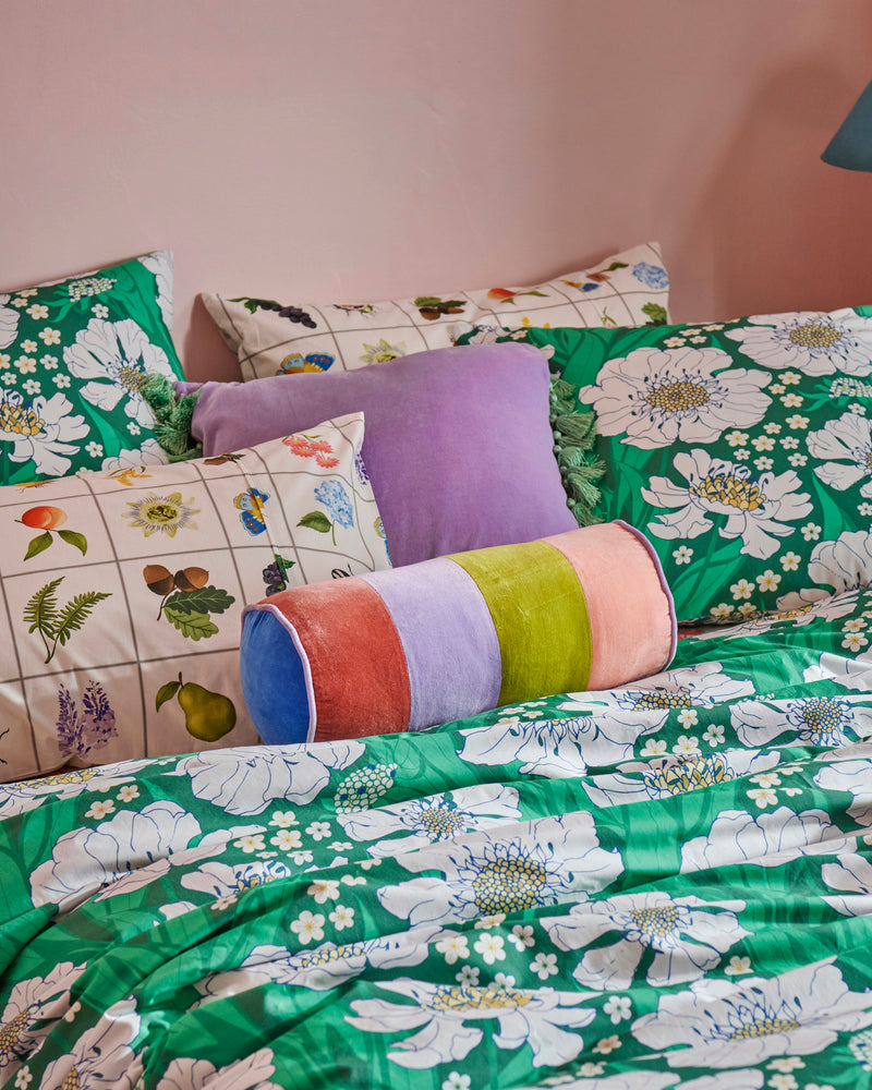 Tumbling Flowers Green Organic Cotton Pillowcases