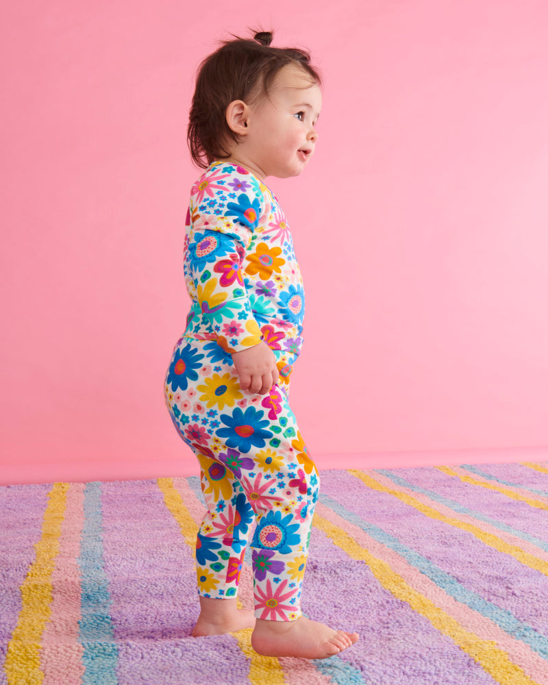 Rainbow Flowers Organic Long Sleeve Romper