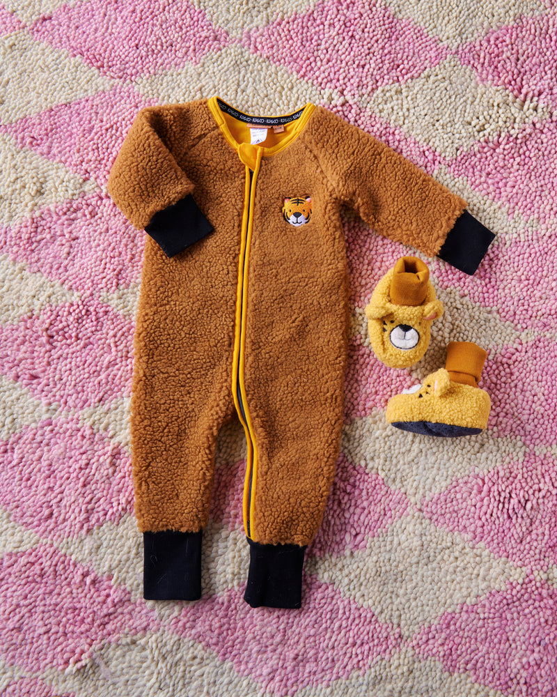 Little Tiger Sherpa Long Sleeve Zip Romper