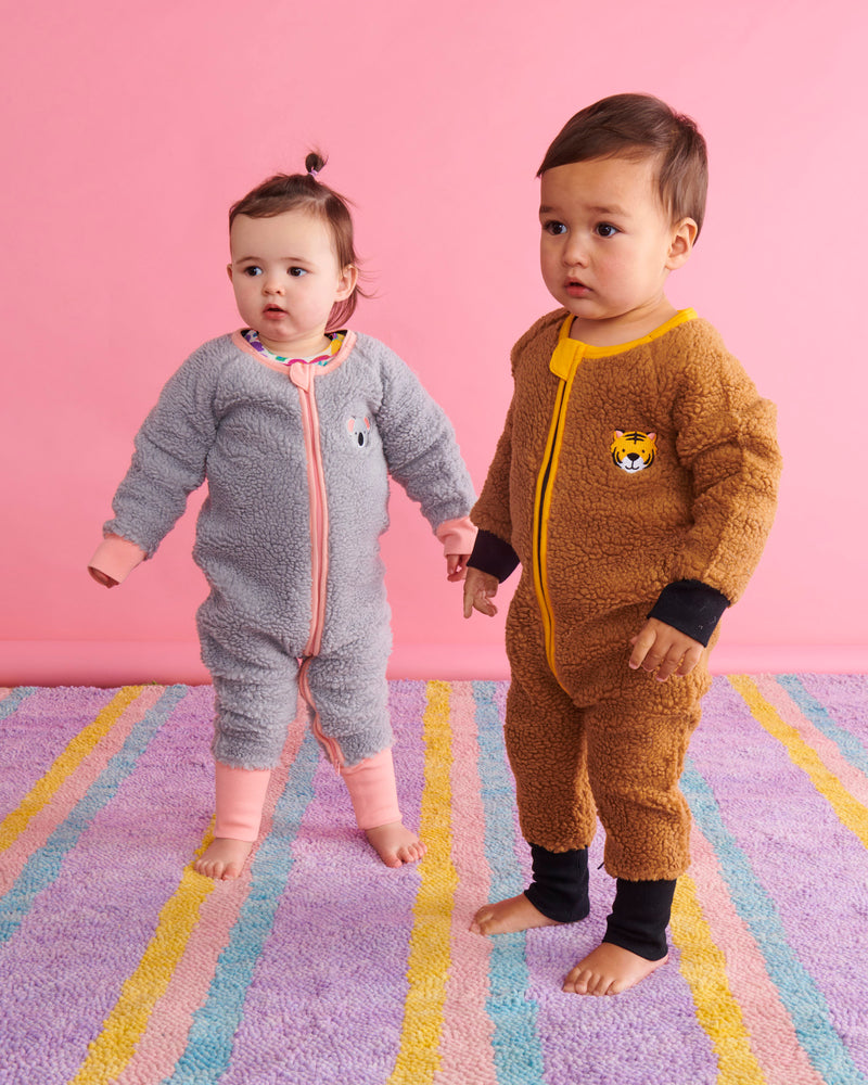 Little Tiger Sherpa Long Sleeve Zip Romper