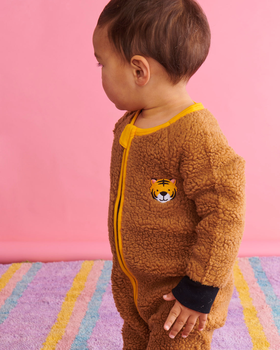 Little Tiger Sherpa Long Sleeve Zip Romper