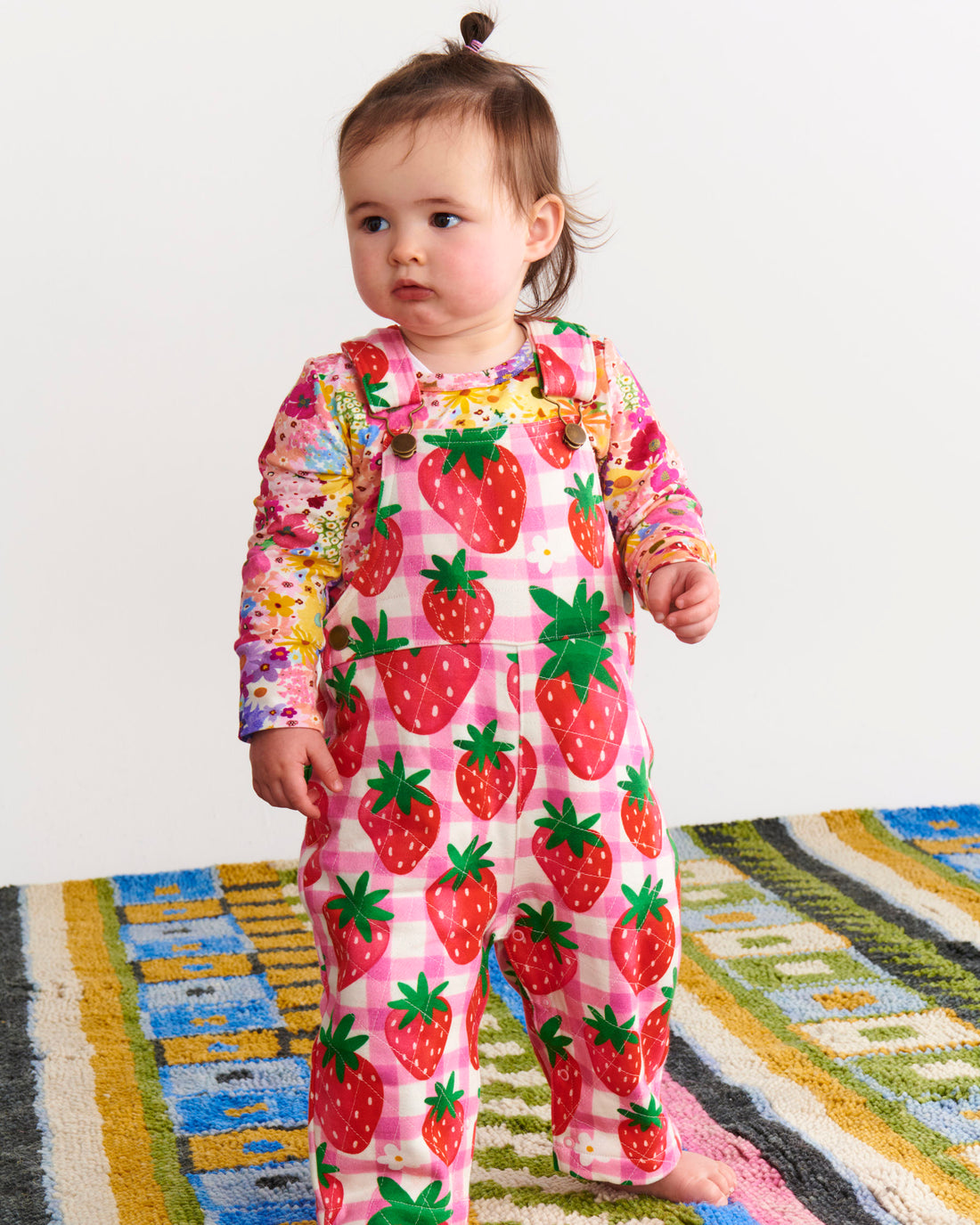 Strawberry Jam Organic Cotton Quilted Fleece Overalls