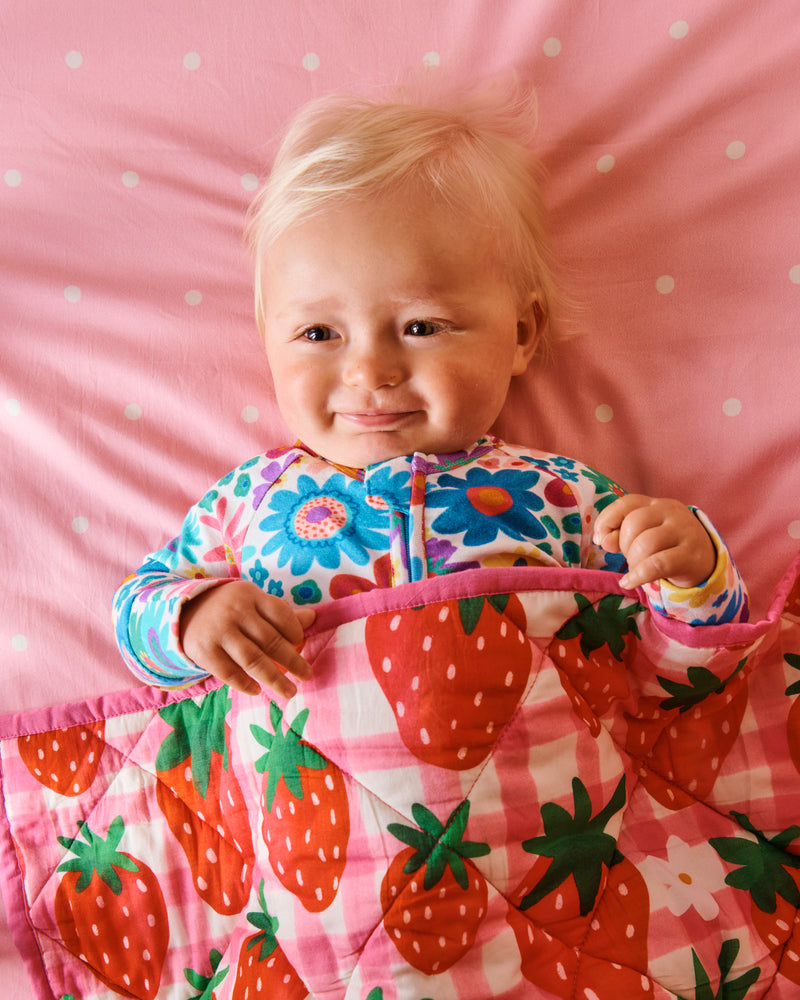 Polkadot Strawberry Organic Cotton Baby Fitted Sheet