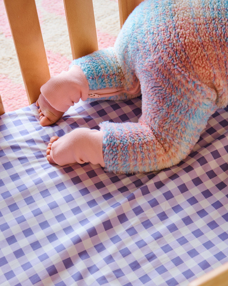 Lilac Gingham Organic Cotton Baby Fitted Sheet