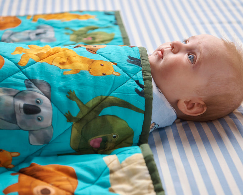 Home Among The Gum Trees Quilted Cot Bedspread