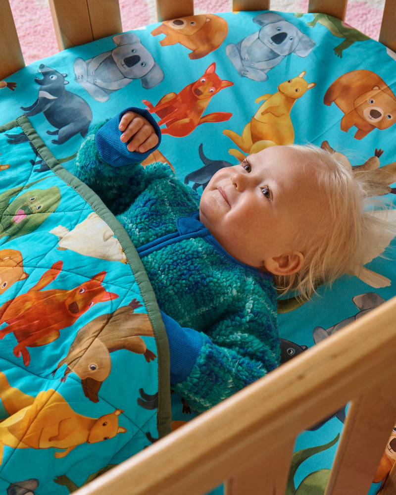 Home Among The Gum Trees Quilted Cot Bedspread