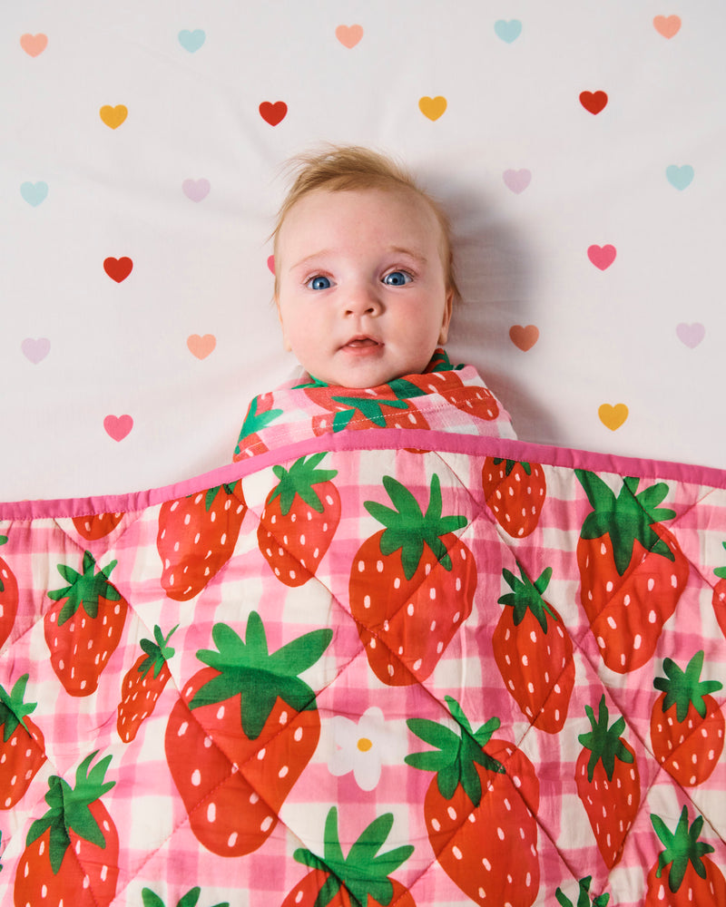 Strawberry Jam Quilted Cot Bedspread