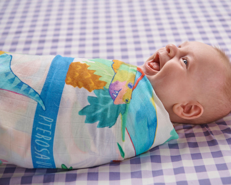 Dino Safari Bamboo Swaddle