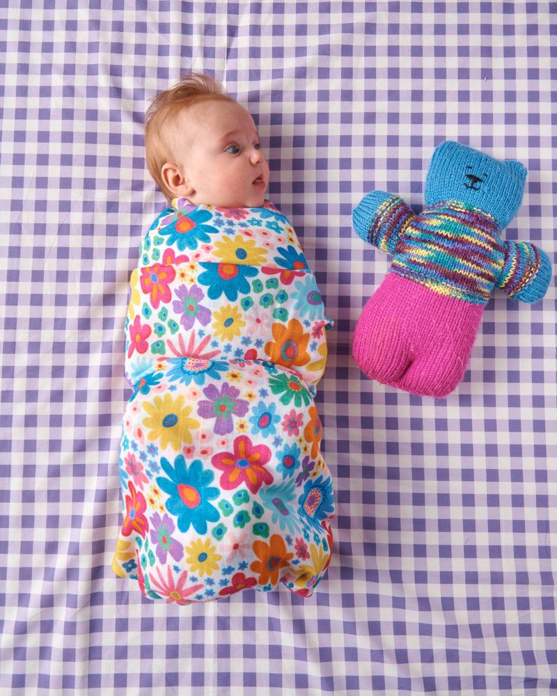 Rainbow Flowers Bamboo Swaddle