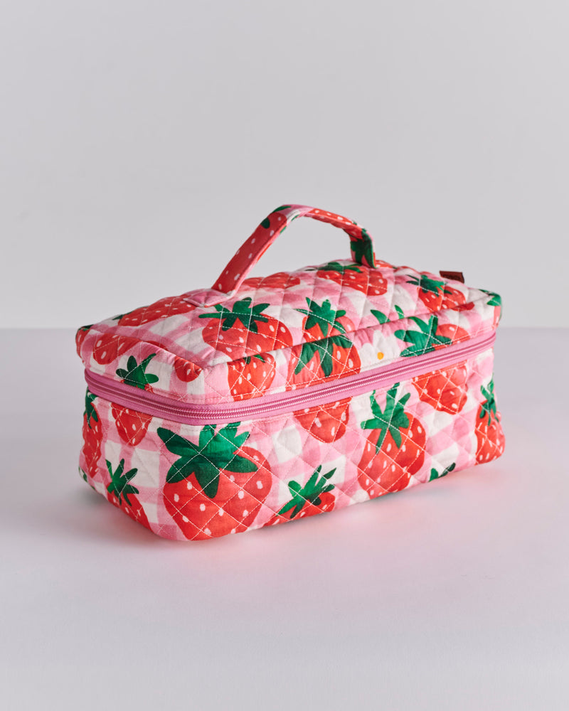 Strawberry Jam Quilted Cotton Toiletry Case