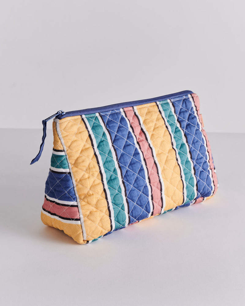 Pinto Stripe Quilted Cotton Toiletry Purse