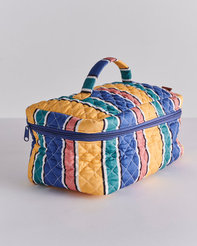 Pinto Stripe Quilted Cotton Toiletry Case