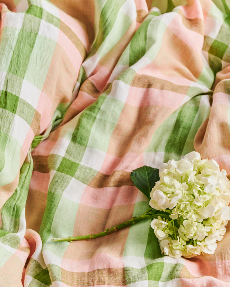 Pistachio Tartan Linen European Pillowcases