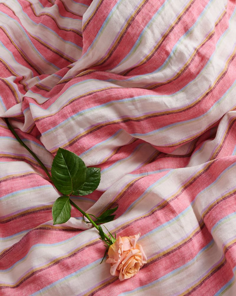 Rose Water Stripe Linen Quilt Cover