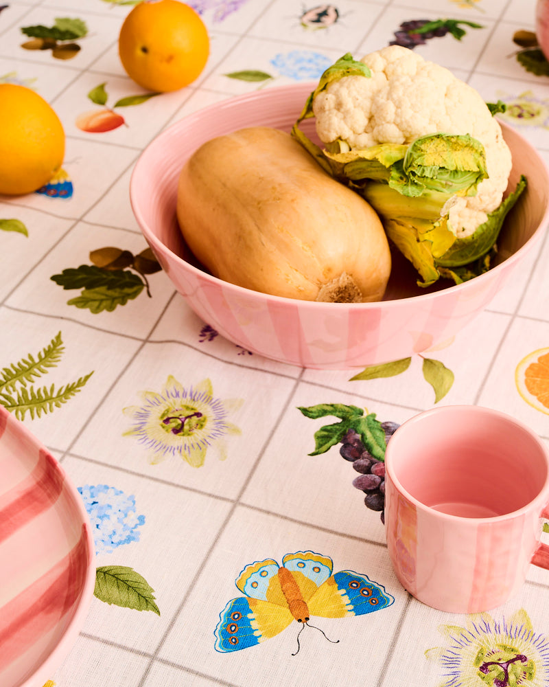 Pink Stripe Salad Bowl