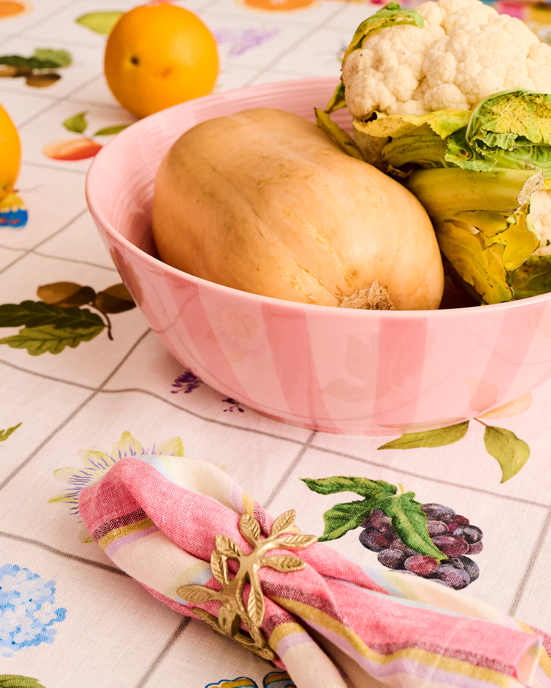 Pink Stripe Salad Bowl