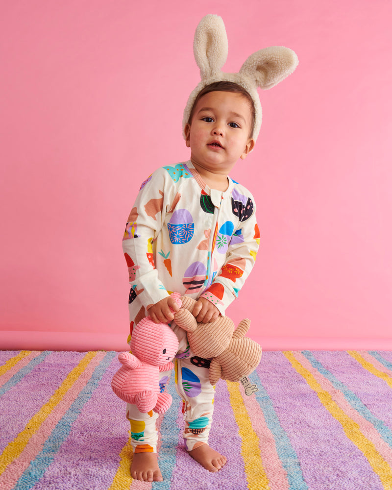 Hippity Hop White Organic Long Sleeve Zip Romper