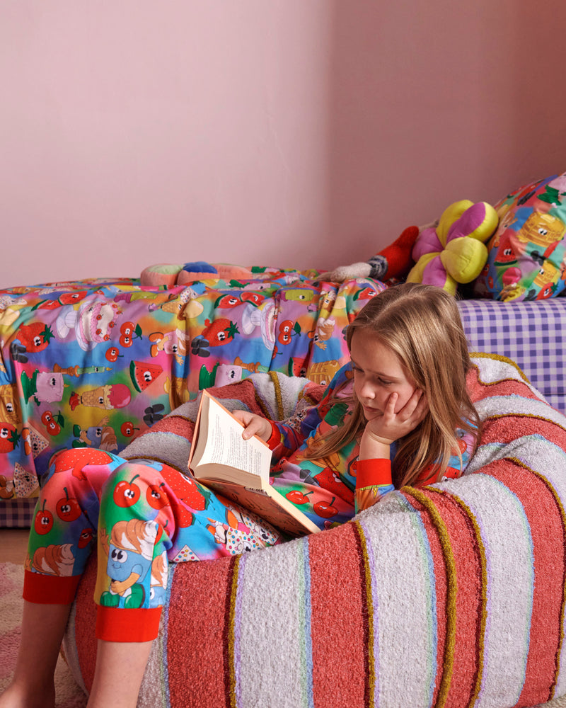 Rose Water Stripe Boucle Beanbag